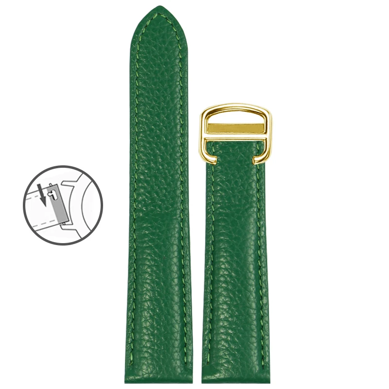 Lychee Pattern Leather Watch Strap - Premium Square Bracelet Design