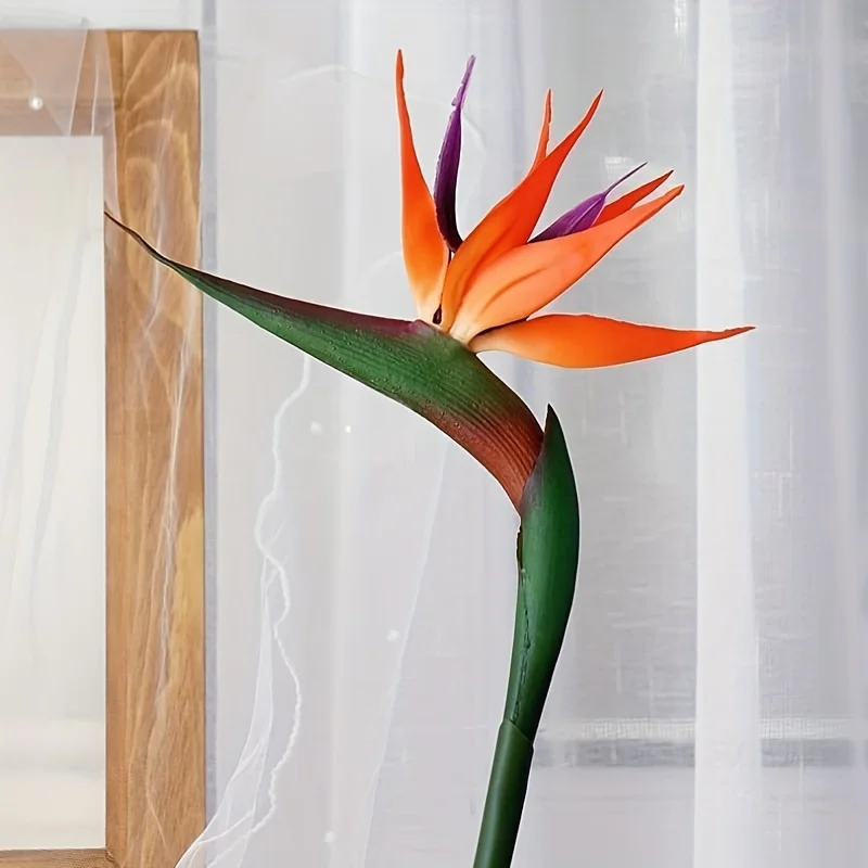 3pcs Artificial Bird Of Paradise Flowers Rubber Strelitzia