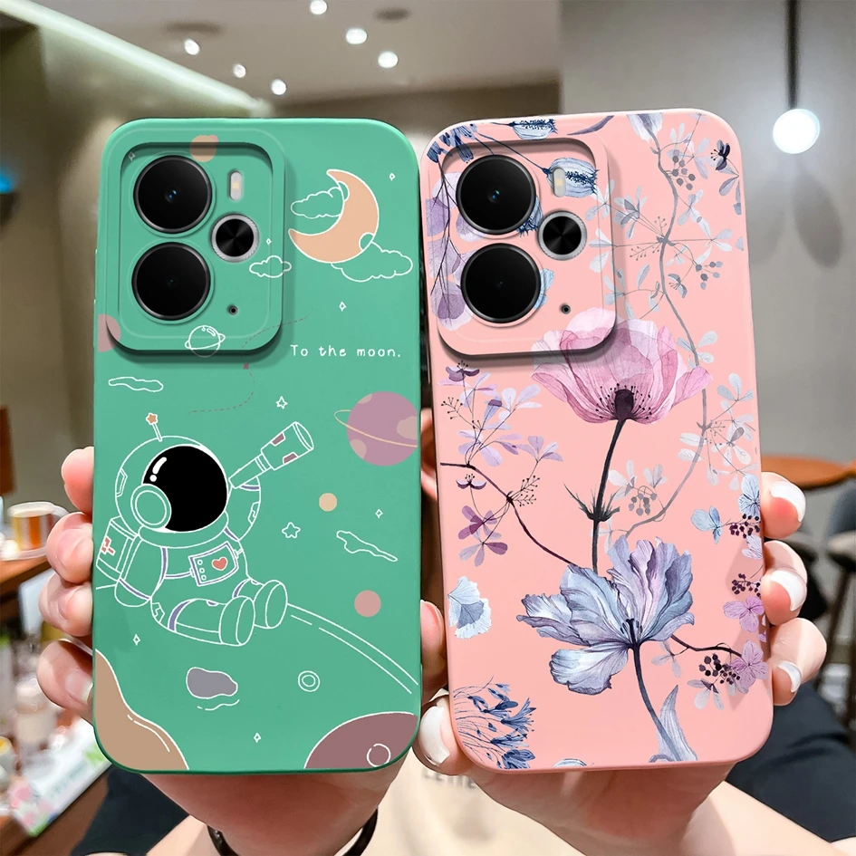 Luxury Floral Print Liquid Silicone Case - High Quality, Anti-Drop, Durable, Anti-Slip Housing