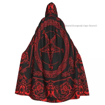 Cosplay costumi medievali pentagramma Baphomet mantello con cappuccio mantelle abiti lunghi giacche cappotto carnevale