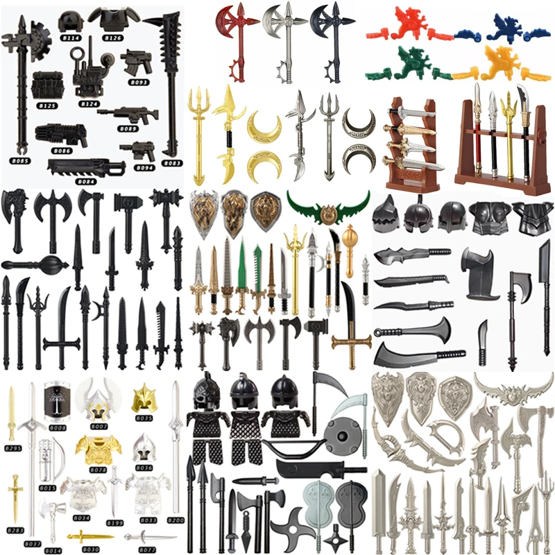 MOC Medieval Military Waffen Accessories Sets Building Blocks Solider Figures Sword Shield Trooper Force Vanguard Gun Bricks Toy construction blocks building blocks