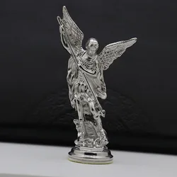 Christian Saint Michael Archangel Figurine: Guardian Statue Zinc Alloy Craft (Steel silver)