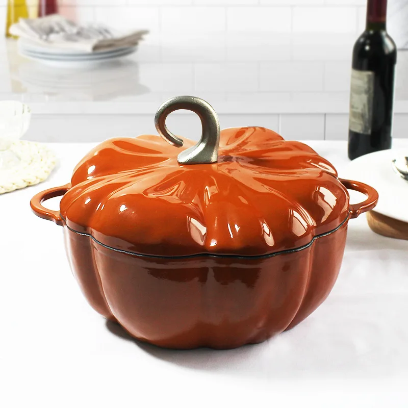 The Pioneer Woman 3.5-Quart Enamel-on-Cast Iron Pumpkin Dutch Oven, Linen 