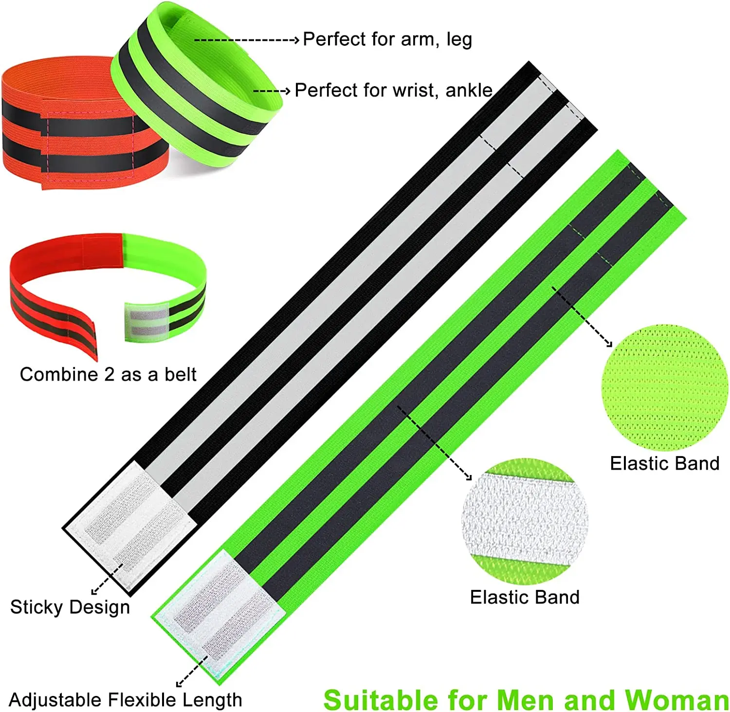 Warning Reflective Bands Elastic Armband Wristband Reflector