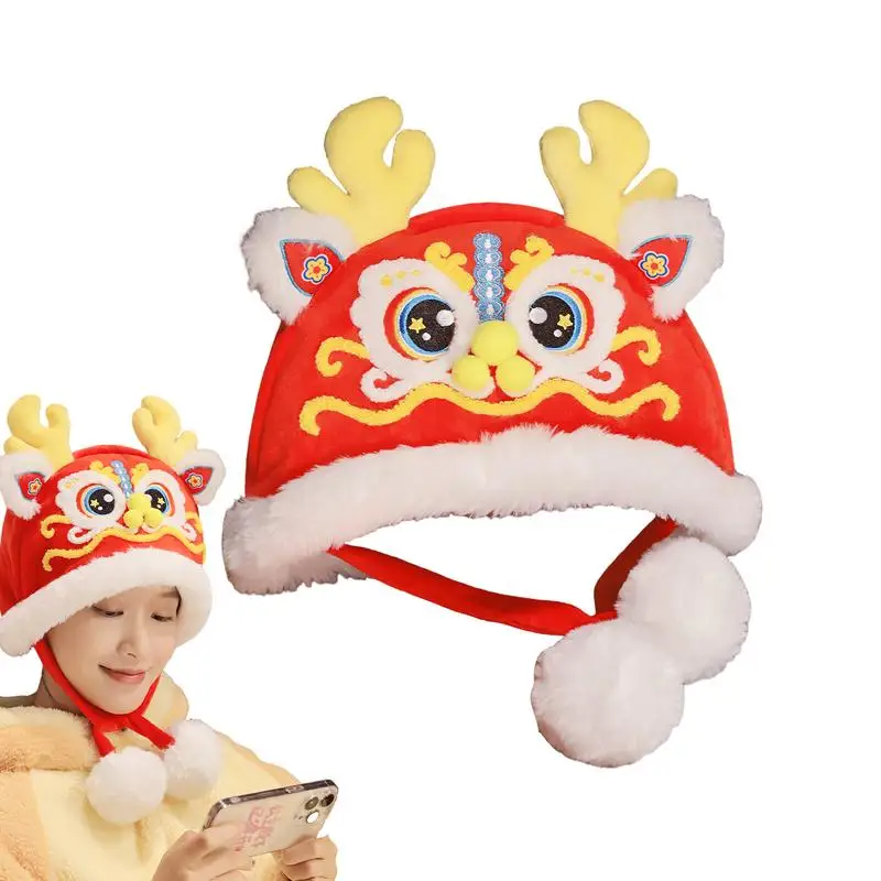

2024 Dragon Hat Plush Unisex Hat Spring Festive Zodiac Traditional Headwear New Year Accessories Holiday Parties Headwear