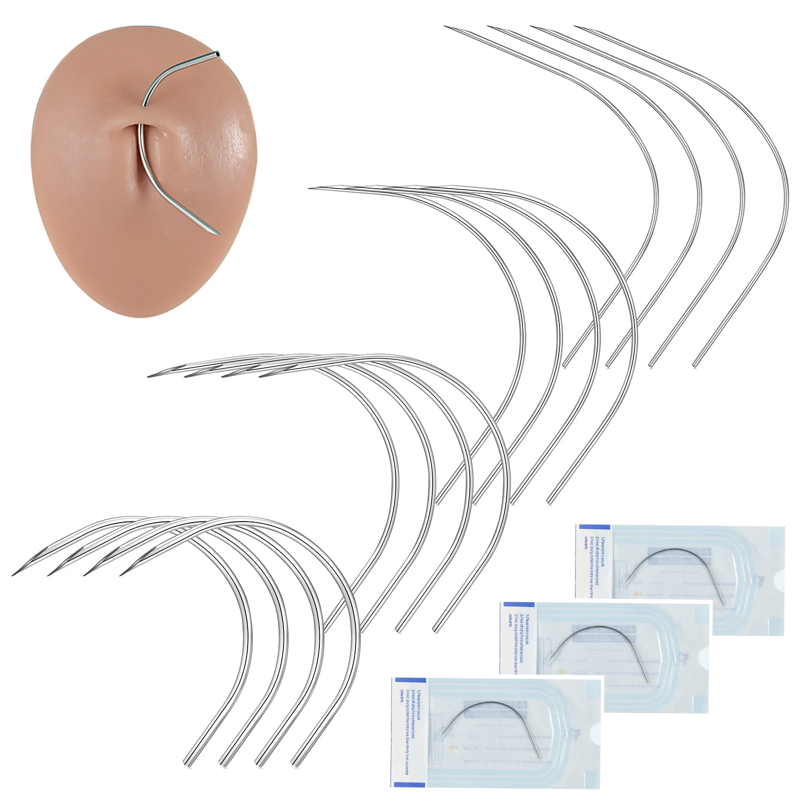 PrecisionCurvedBodyPiercingNeedlesSterilizedSurgicalStainless