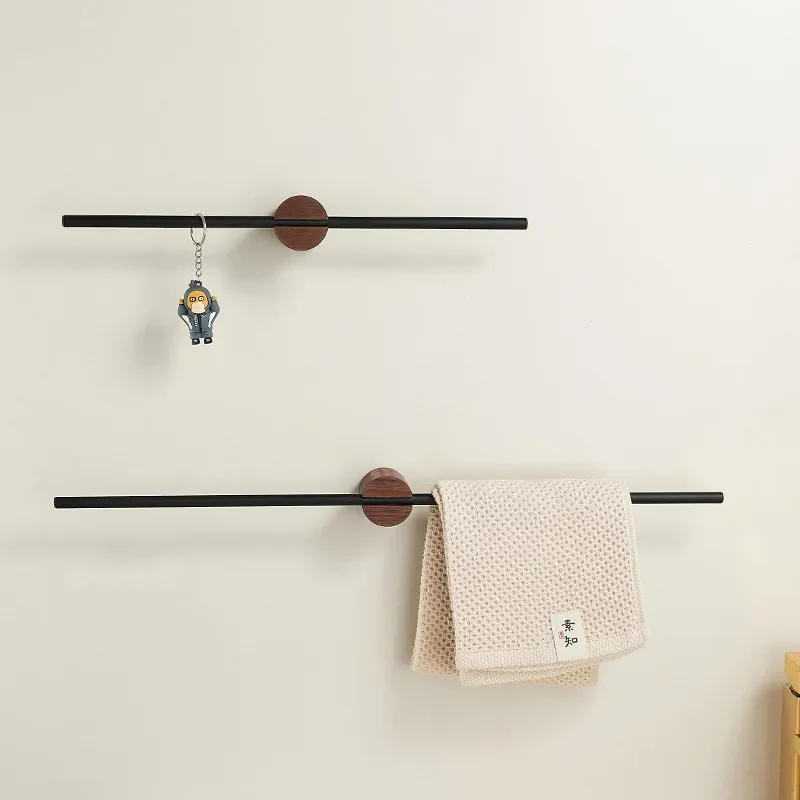 Bathroom towel rack, aluminum alloy + wood production, simple design towel bar