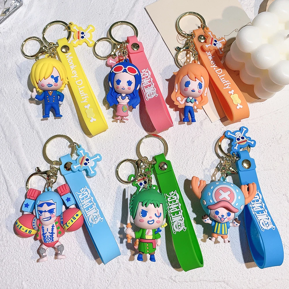 One Piece Keychains Anime Monkey D. Luffy Tony Chopper Roronoa Zoro Cartoon  Character Key Chains Bulk Keyring Doll Bag Pendent