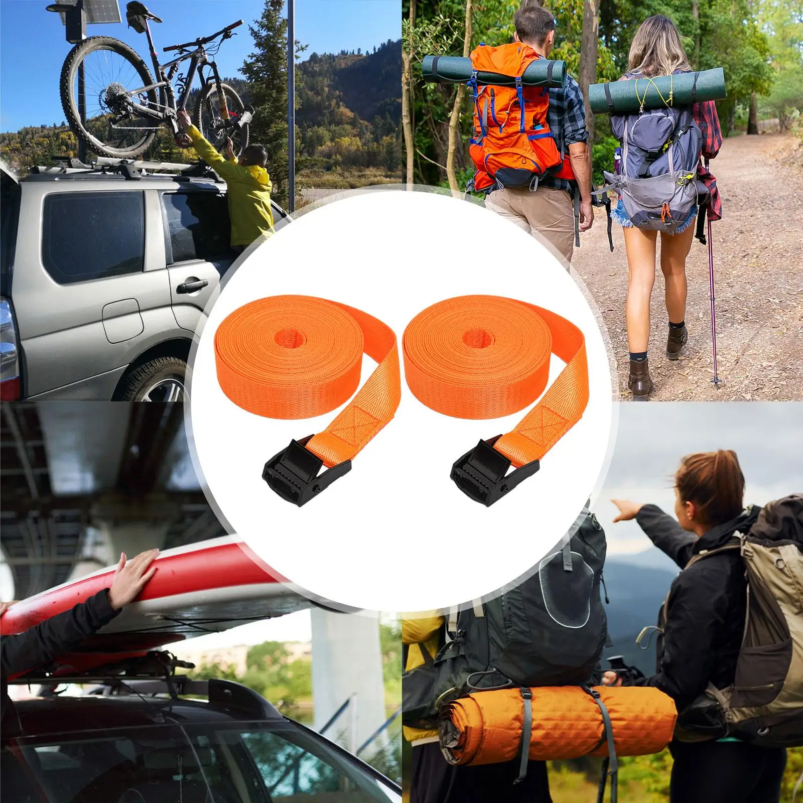5x 2x Tie Down Straps, Lashing Straps Luggage Straps Premium Cam Buckle Tie Down Straps Car Roof Rack Belts for Car Roof Rack