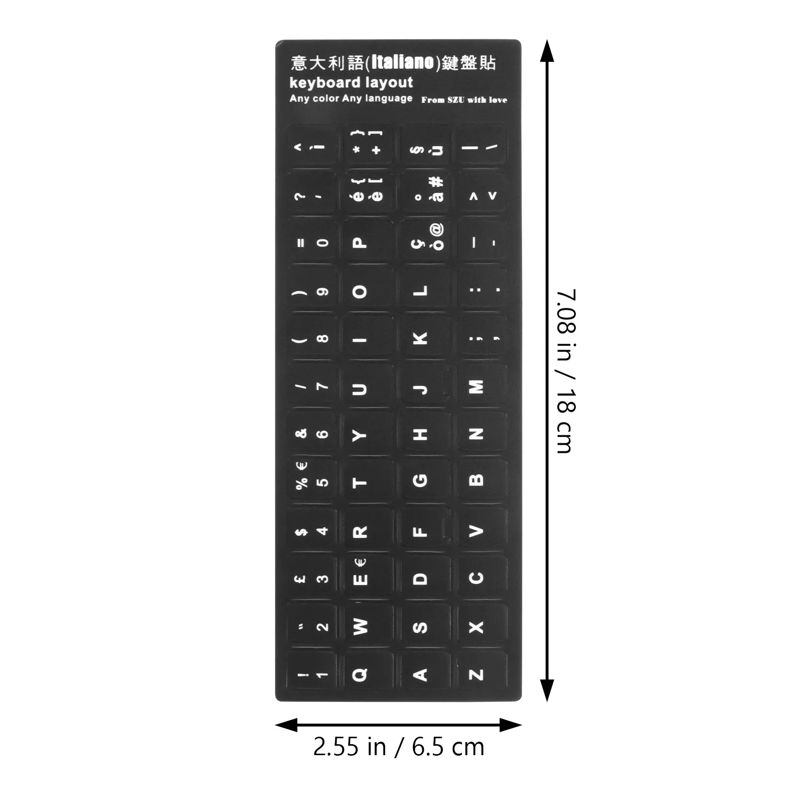 10Pcs 이탈리아어 언어 키보드 스티커 검정색 배경 흰색 글자 범용 노트북 키보드 커버 교체 컴퓨터