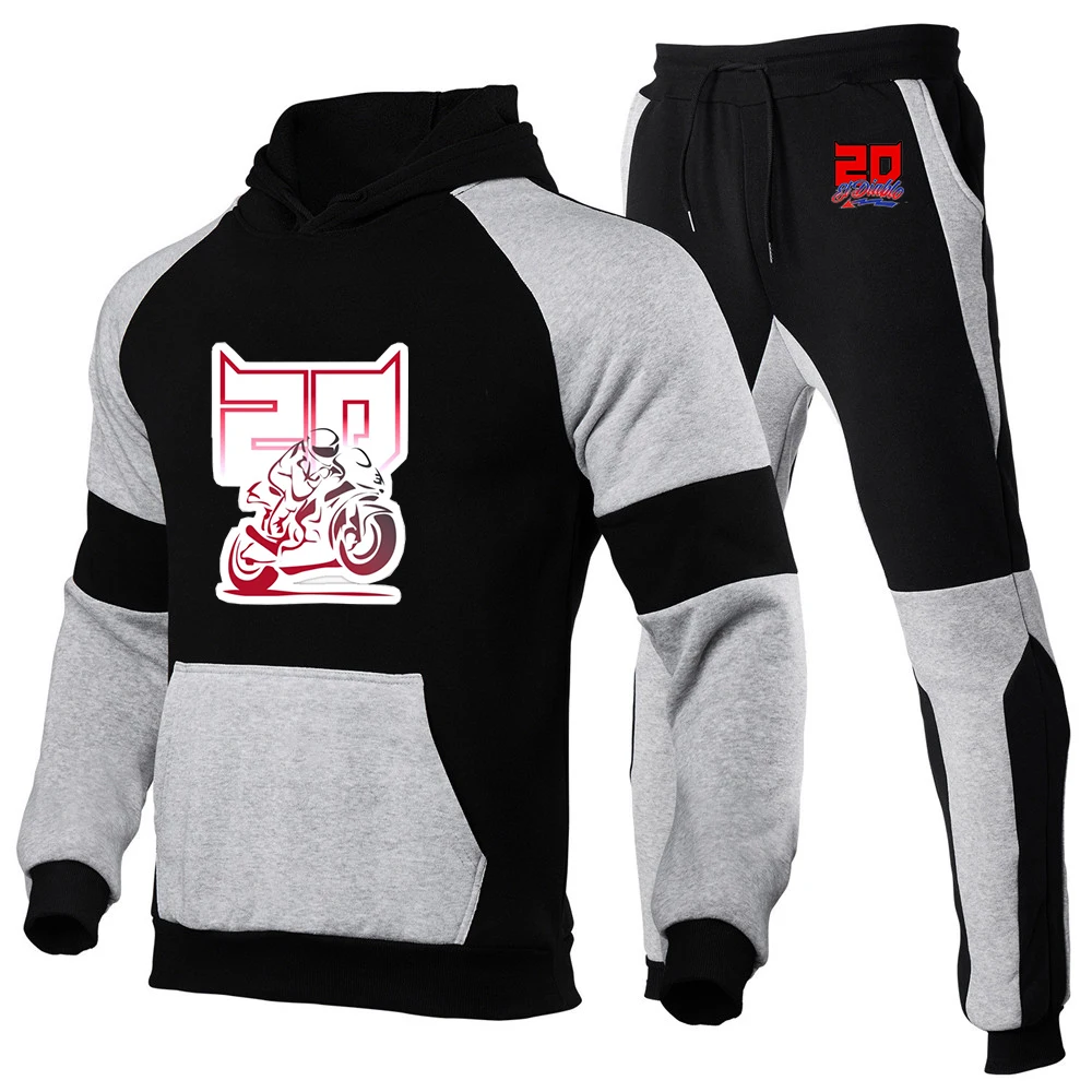 Fabio Quartararo Motorcycle Rider Racing New Tracksuit Male Hoodies Pants Two Piece Fitness Pullover Sweatshirt Set Casual Suit