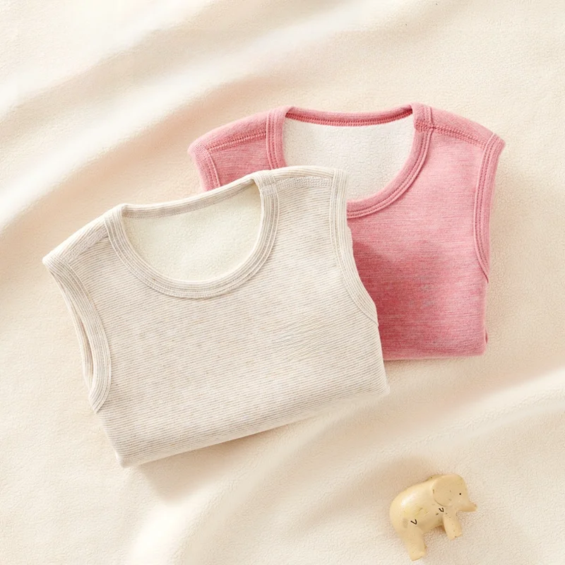 OUYUN Kids Fleece Lined Thermal Vest Sleeveless Base Layer Warm Underwear Top for Boys Girls 80-130cm