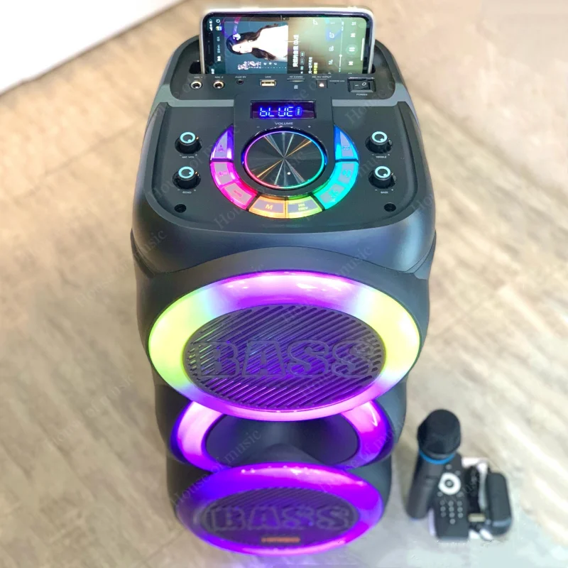 Micrófono inalámbrico, Bluetooth Dancing Led Lights Handheld Portable  Speaker Karaoke Machine, Home Ktv Player con función de grabación,  compatible con y