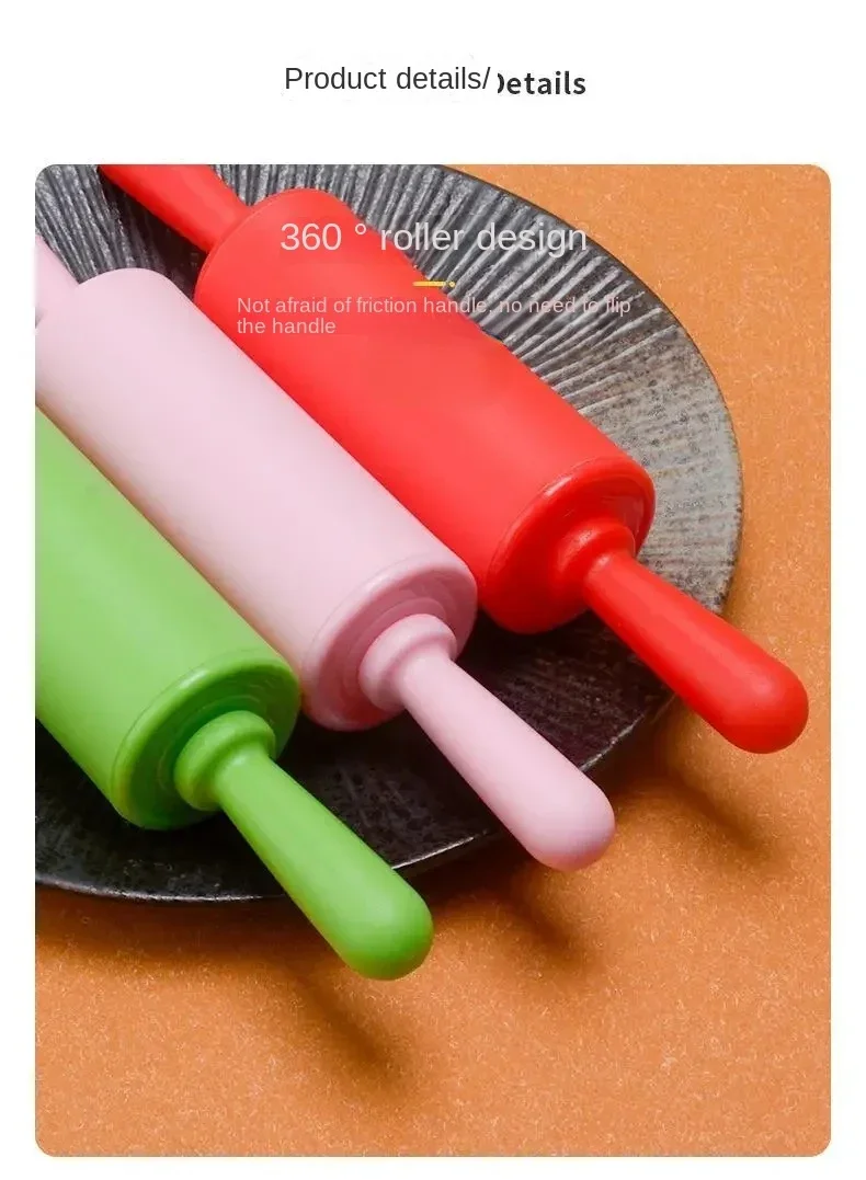 Description Picture 5 of itemxgnvpy Plastic rolling pin Household small PP handle Roller dumpling rolling stick Children's mini dough stick baking tool
