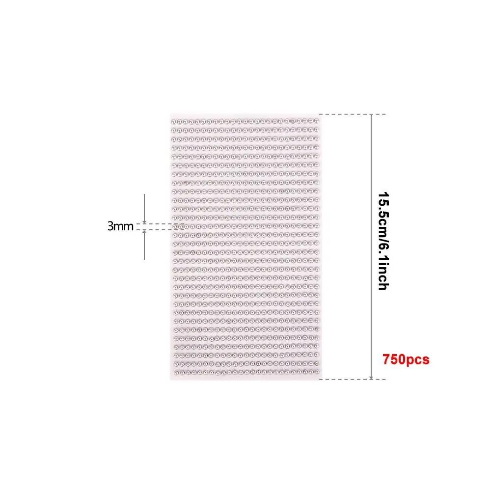 패션 DIY 플랫백 진주 주얼리 스티커, 골드 실버, 자가 접착 3D 페이스 쥬얼리, 어린이 장난감, 3mm, 4mm, 5mm, 6mm