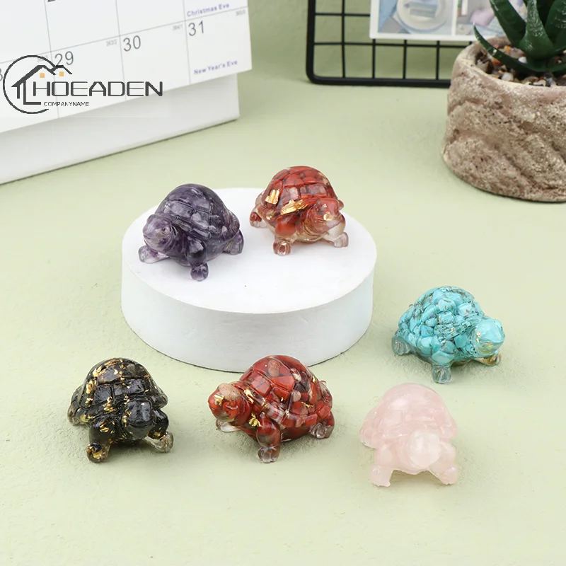 

Creative Artificial Tortoise Decorations Natural Crushed Crystal Stone Epoxy Resin Desk Ornaments Home Decoration