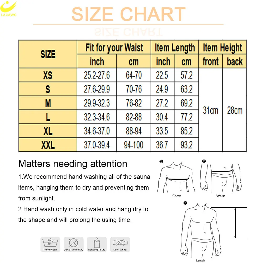 LAZAWG Men Waist Trainer Neoprene Belt Sweat Girdle Weight Loss Strap Slimming Band Corset Waist Cincher Body Shaper Sport