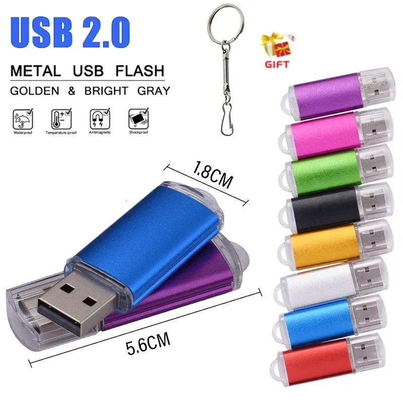 Fashion Pendrive 128GB Free Key Chain USB Flash Drive 64GB Colorful High Speed Memory Stick 32GB Real Capacity Pen Drive 16GB