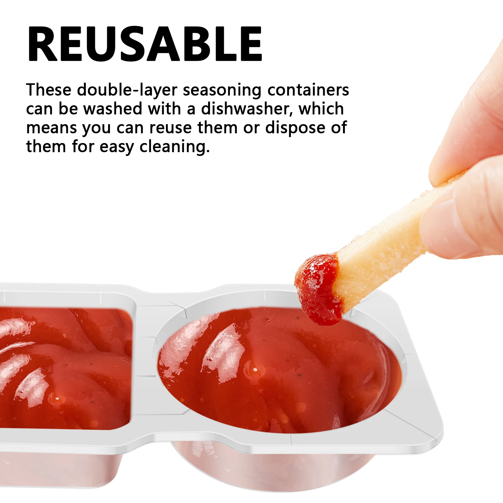 40/80Pcs Plastic Double Compartment Condiment Container with Lid Reusable Snack Containers for to-go Sauce Sampling Travel Snack 5