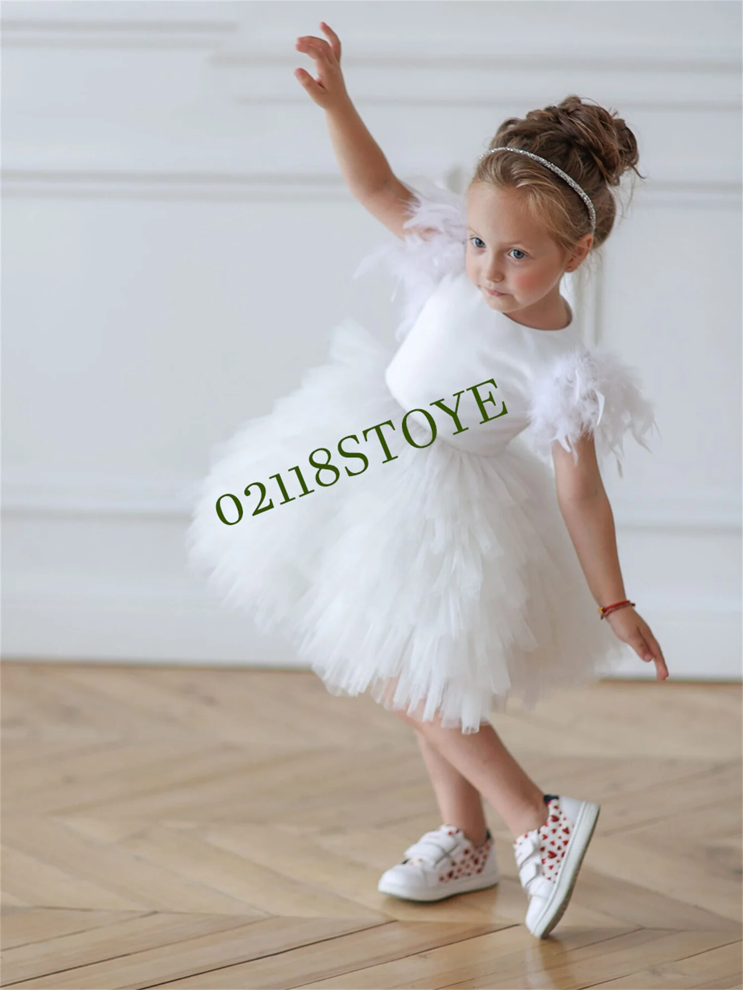 white-flower-girl-dress-layers-girl-dress-feather-wedding-party-dress-kid's-birthday-dress-first-communion-dress