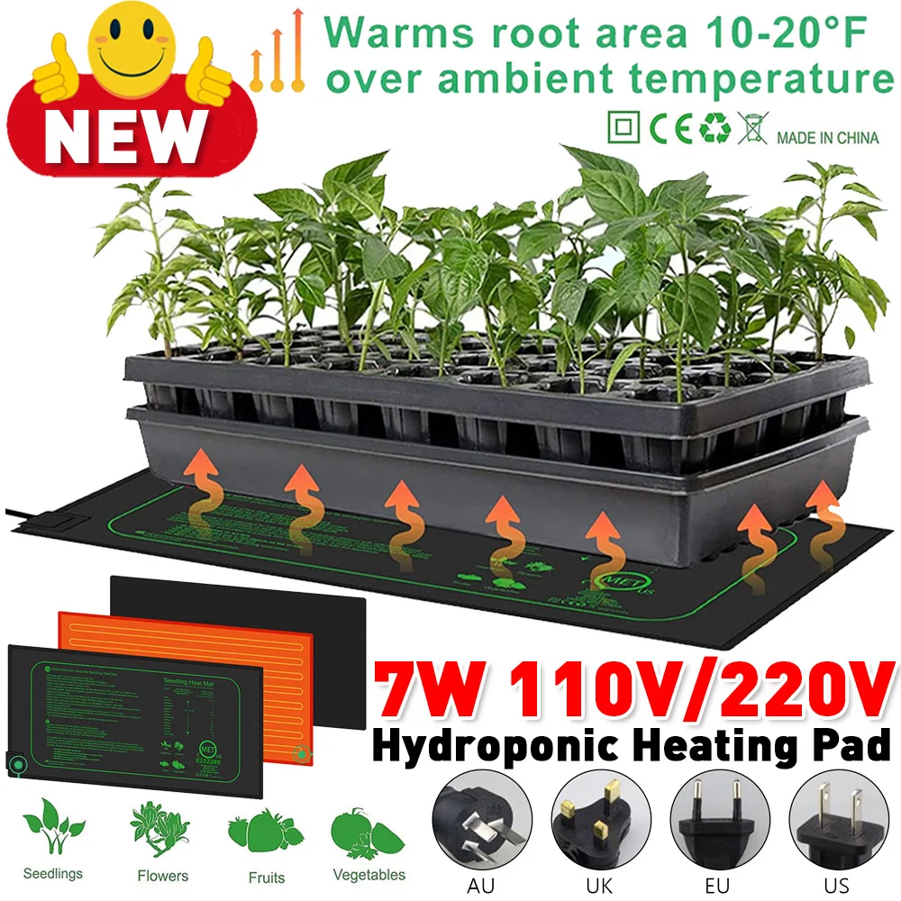 Seedling Heat Mat 7W Seedling Heat Mat Indoor Plants Germination Waterproof Heating Pad Propagation Clone Starter Mat Garden Supplies 110V/220V