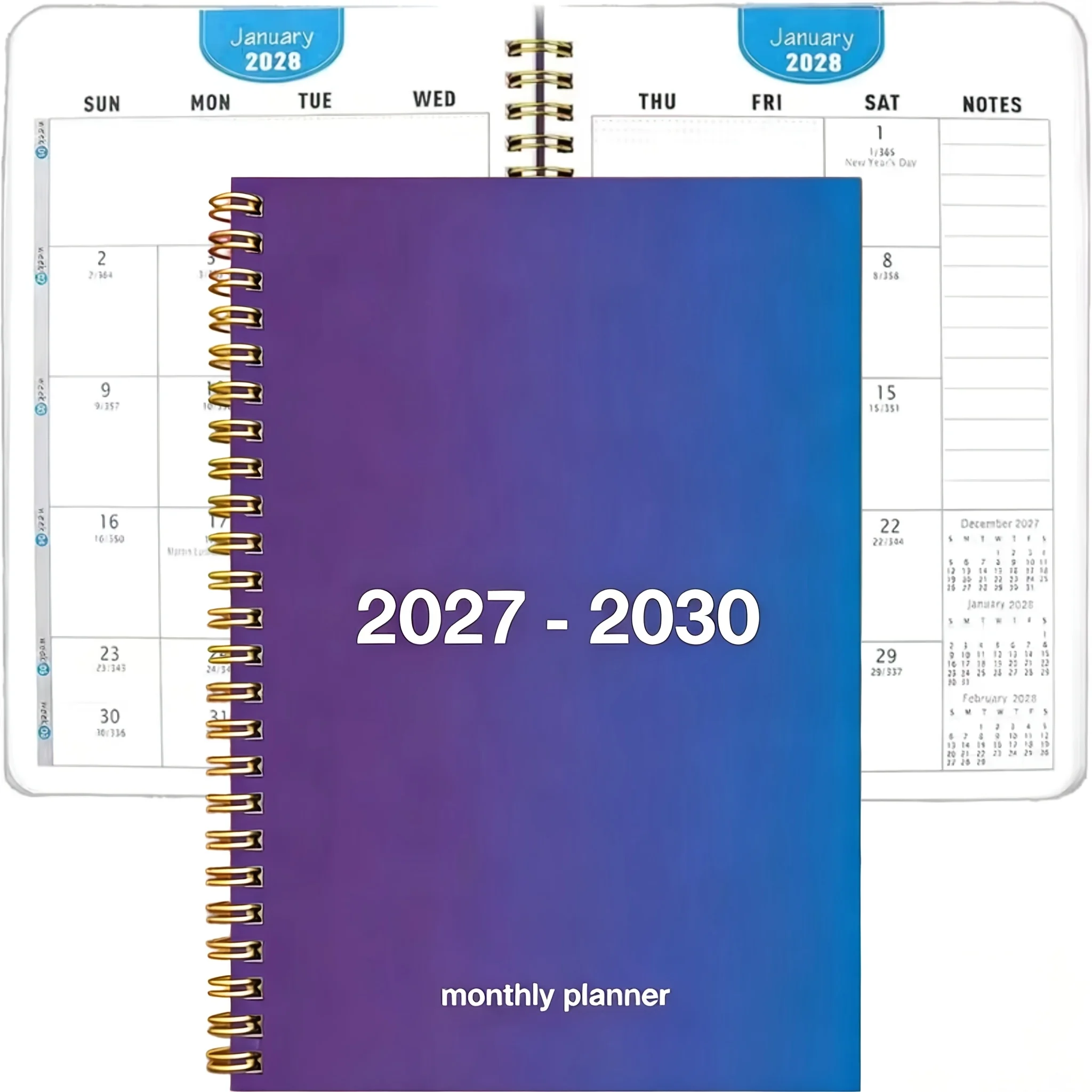 Agenda Mensile 2027-2030, Pianificatore a Spirale per 4 Anni, Libro Agenda a Lungo Termine con Sezione per Appunti - immagine 5