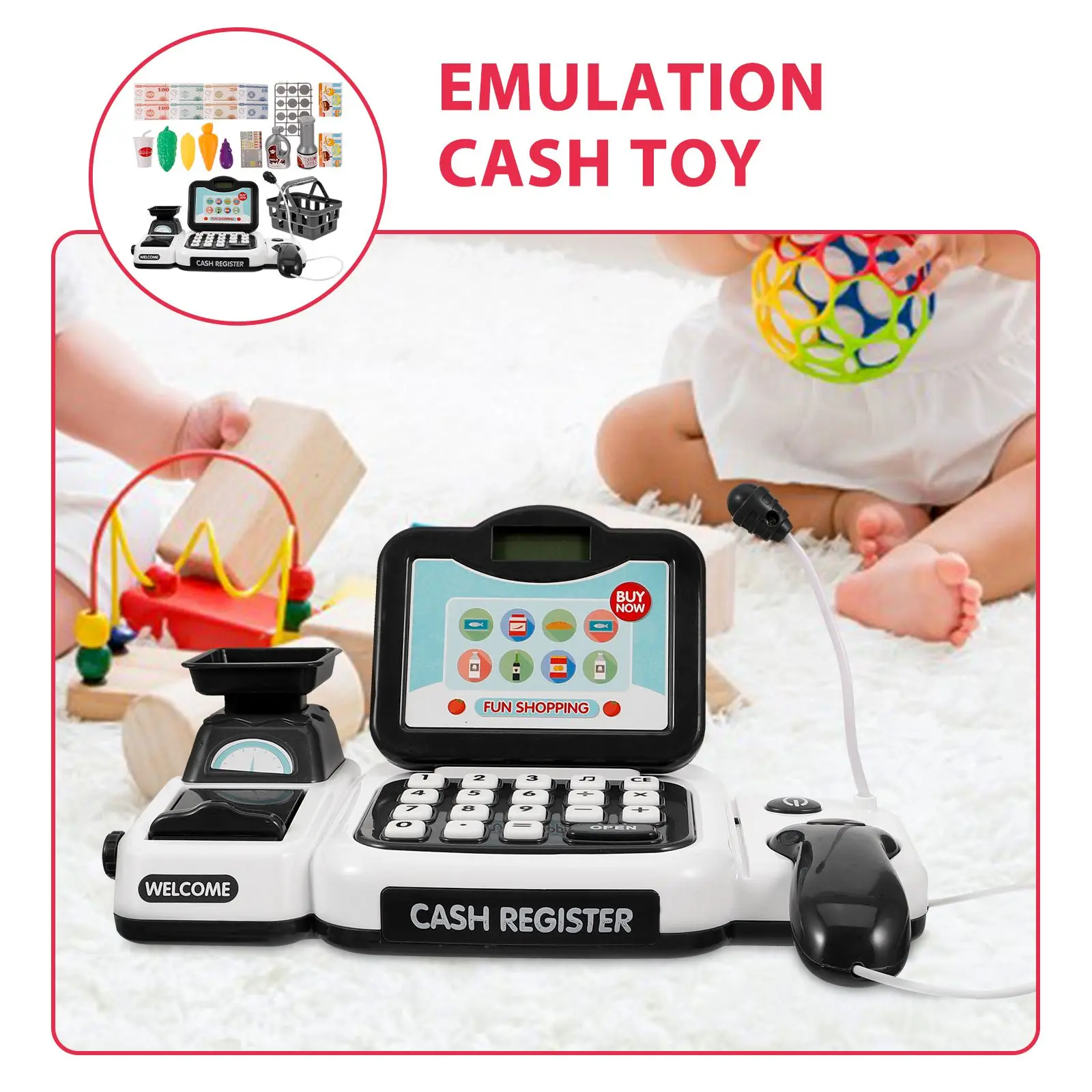 Cash Register Children's Birthday Gift Emulation Calculator Pretend Cashier Toddler