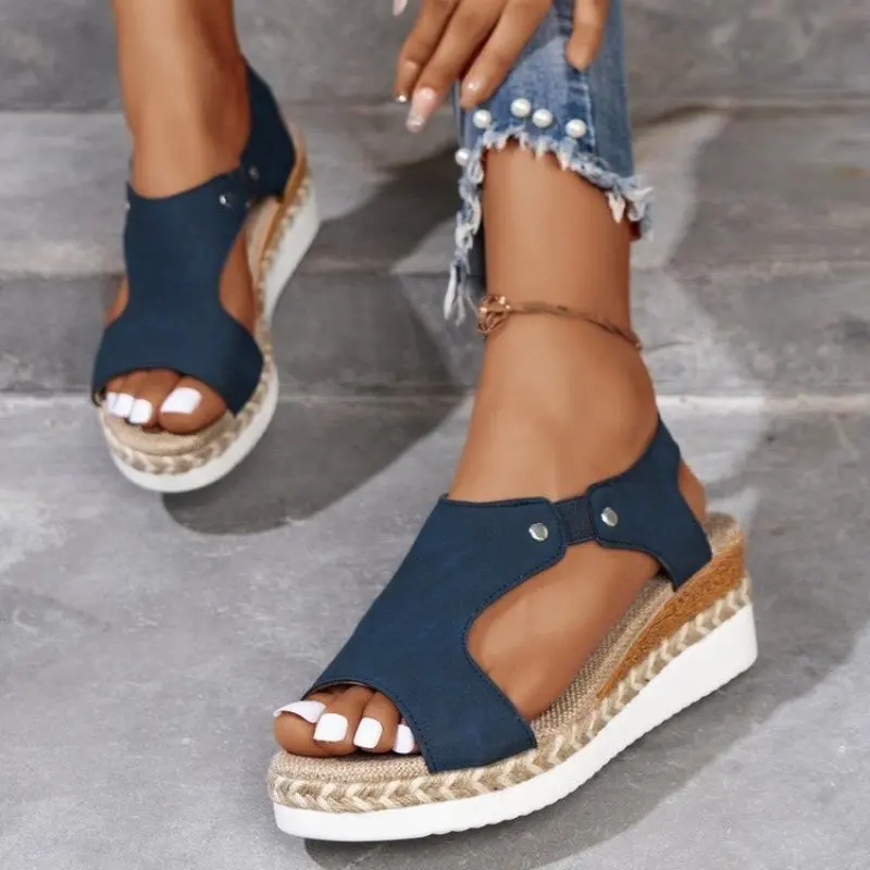 Fashion Women\'s Wedges Sandals 2023 Summer Snake Print Platform Gladiator Shoes Woman Comfort Casual Med Heels Sandals New