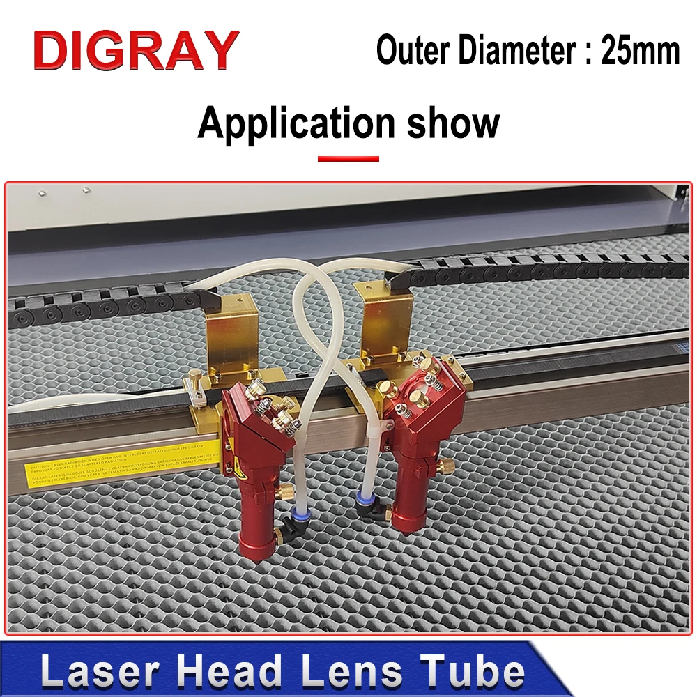 DIGRAY Co2 Laser Head Tube Outer Dia 25mm is Suitable For Focusing Lens With Dia 20mm Focal Length 50.8/63.5/76.2mm.
