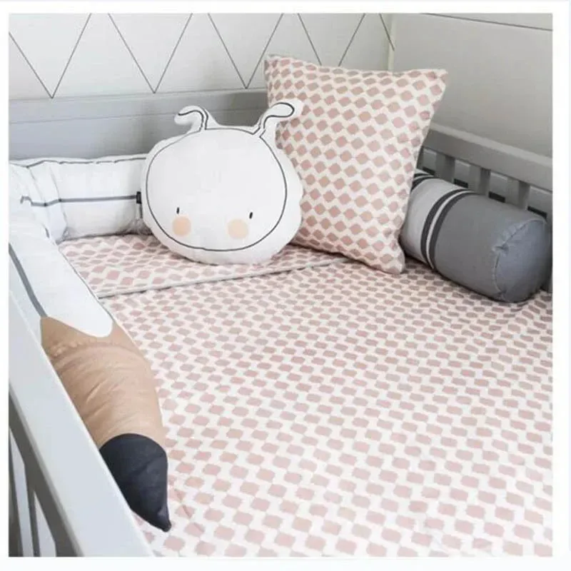 Baby Bed Fence Infant Protector Cotton Newborn Crib Bumper Kids Long Cushion Cloud Pattern Pillow Children Room Decoration