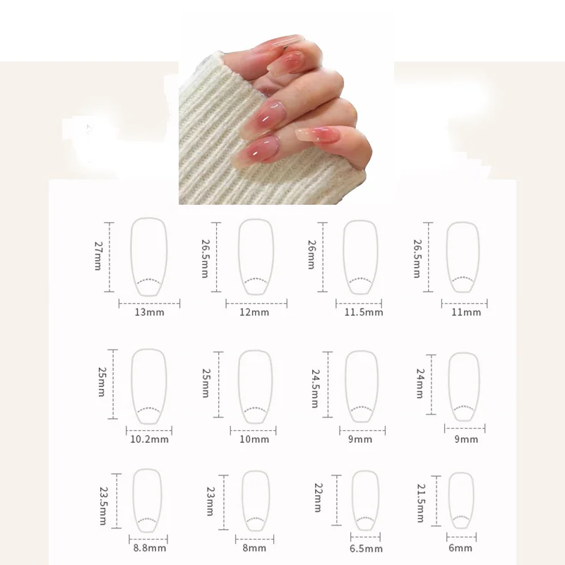 Description Picture 4 of itemMix 2 Sets Fake Nails Reusable Stick On Nails Press on Full Cover False Nail Tips with Jelly Stickers Makeup Accessories