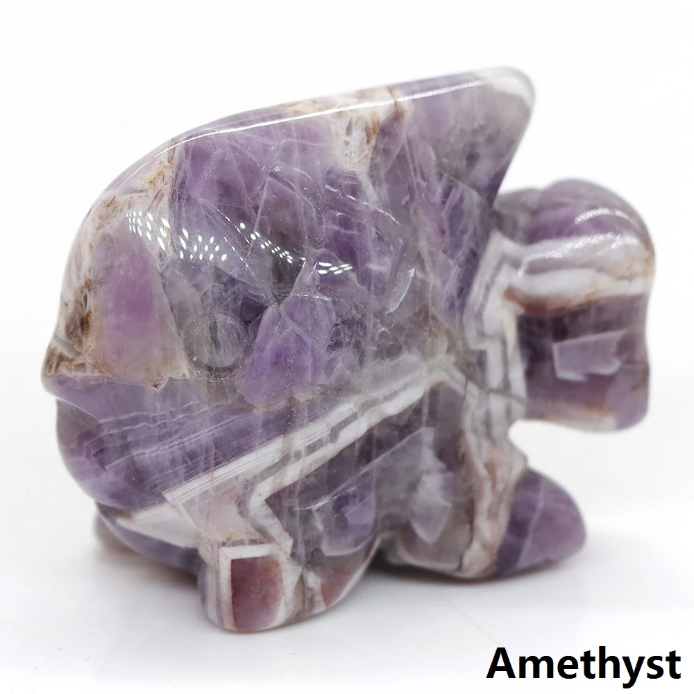1.5" Cat Elephant Tortoise Rabbit Owl Frog Fish Bear Dog Horse Wolf Snake Statue Natural Healing Crystal Animal Stone Carving 