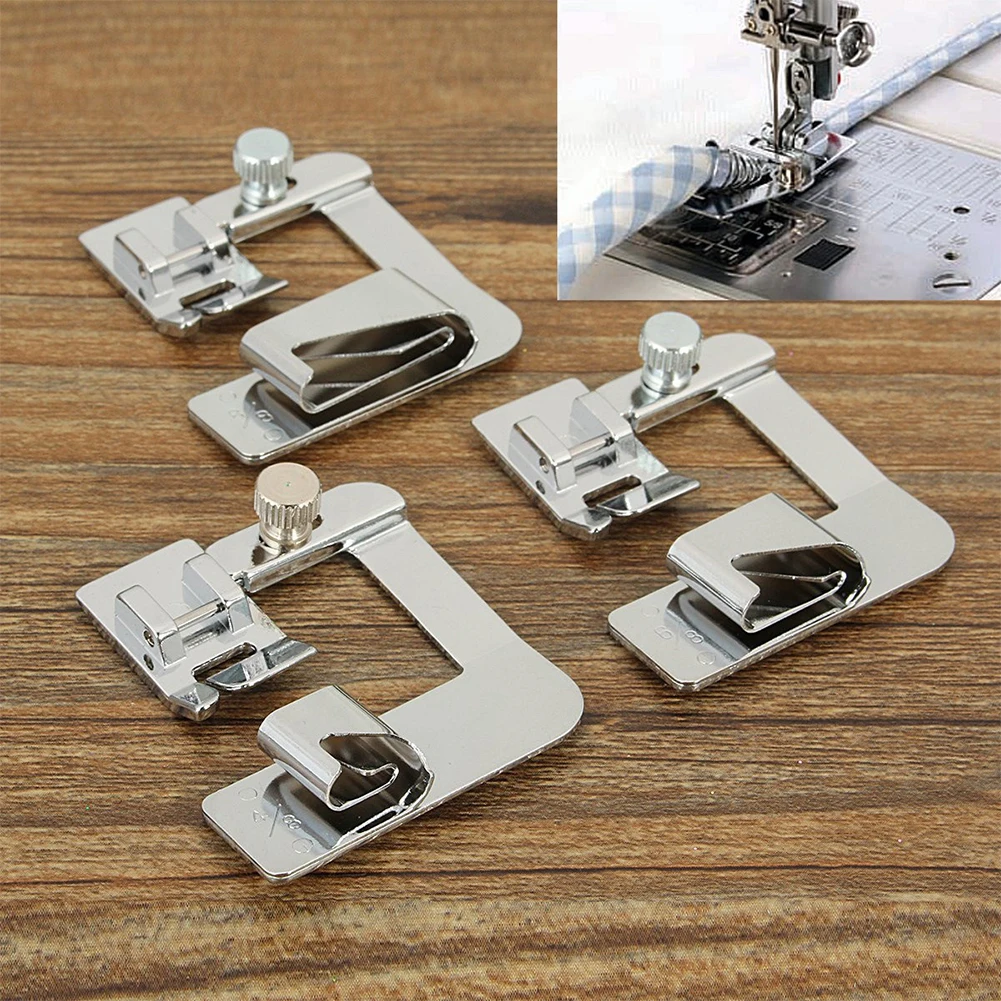 3Pcs/Set Home Sewing Machine Foot Presser Rolled Hem Feet for Brother Singer