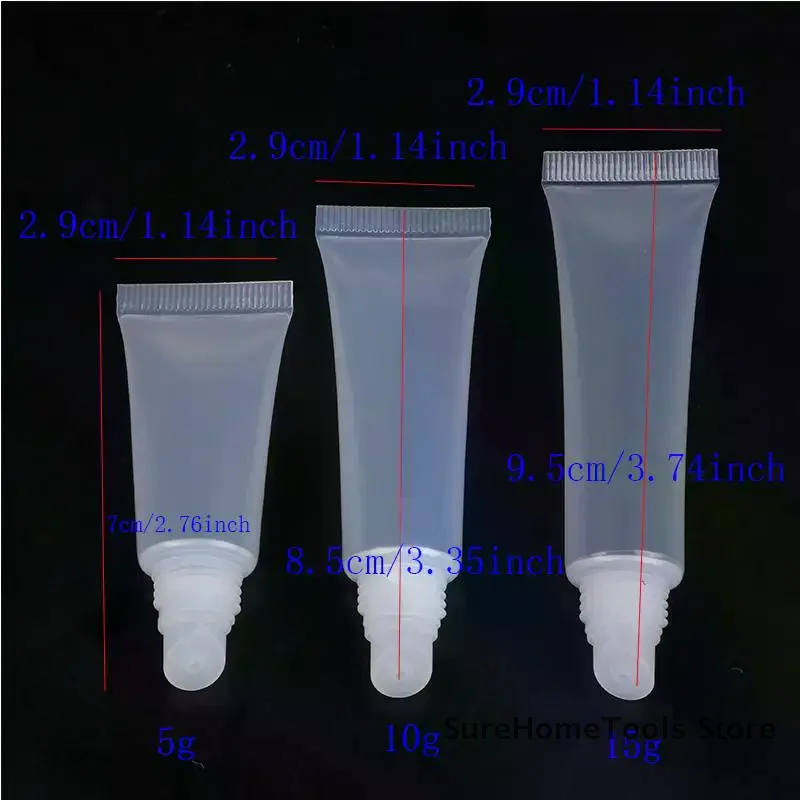 10Pcs 5/10/15ml Empty Lipstick Tube Lip Balm Soft Tube Makeup Squeeze Clear Lip Gloss Container