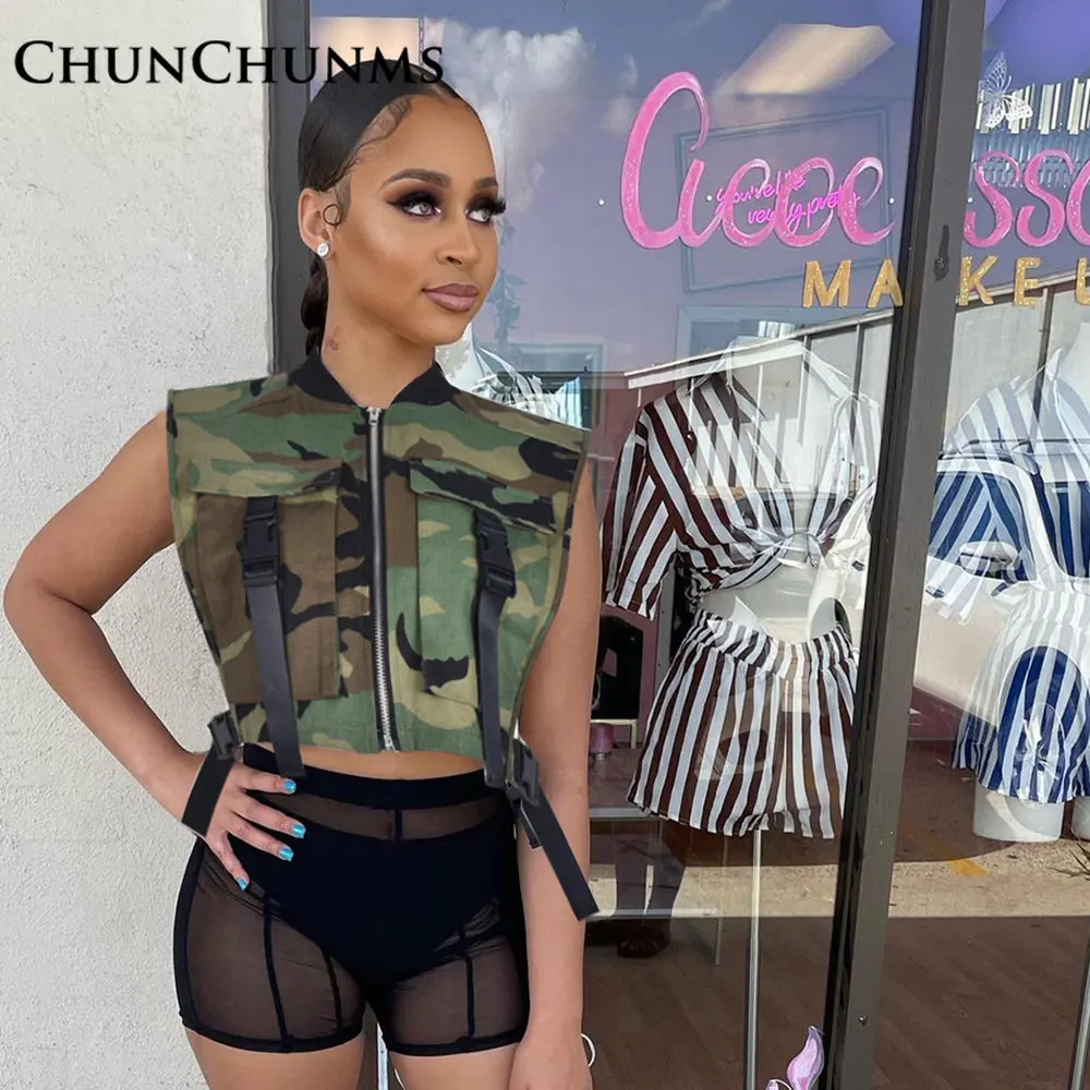 Fall Vest Women Black Womens Vest Streetwear Cargo Vest Women