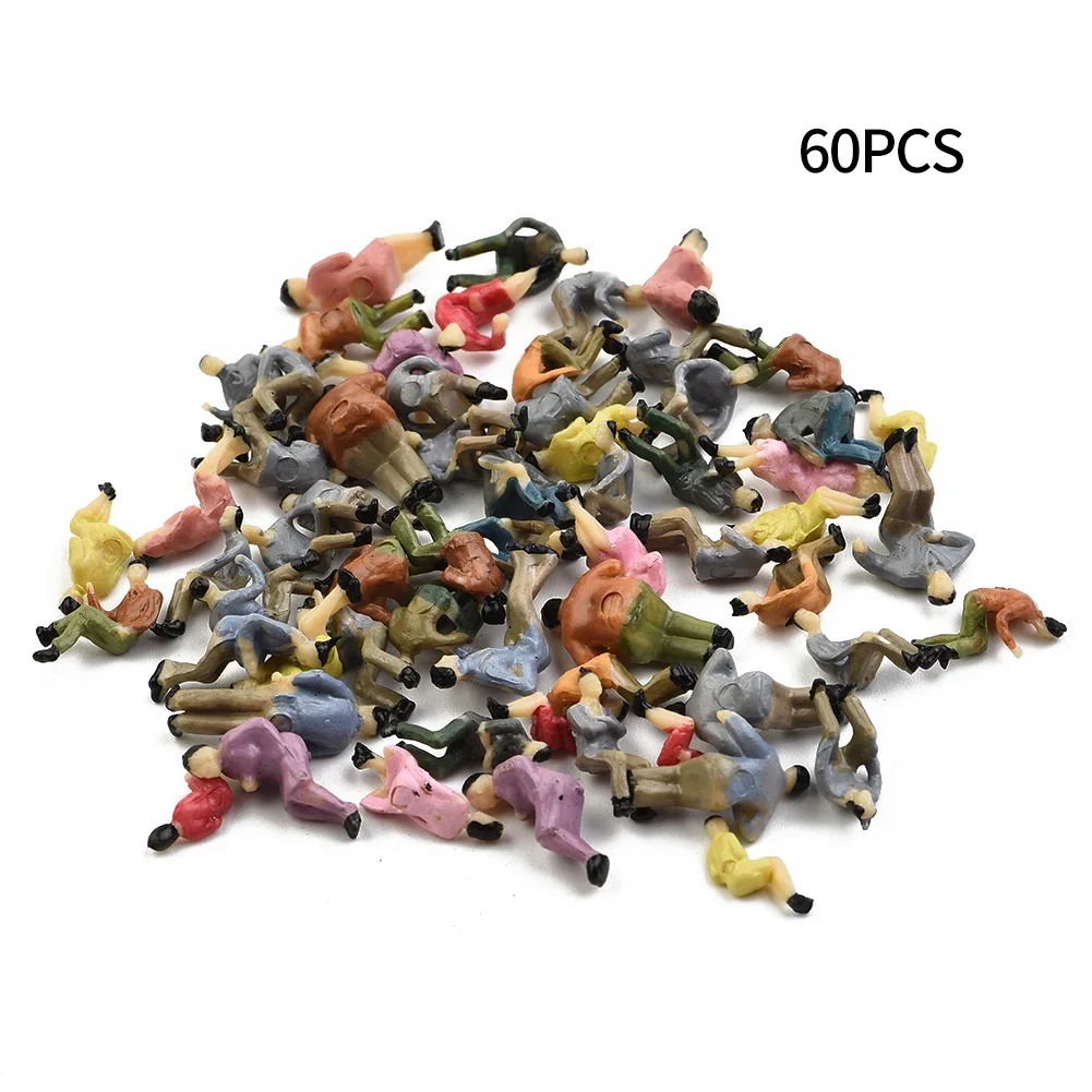 

60pcs/set Painted Character Decoration Passenger Figure Toy Sitting Posture 1:87 Scale Miniature Character Railway Passenger