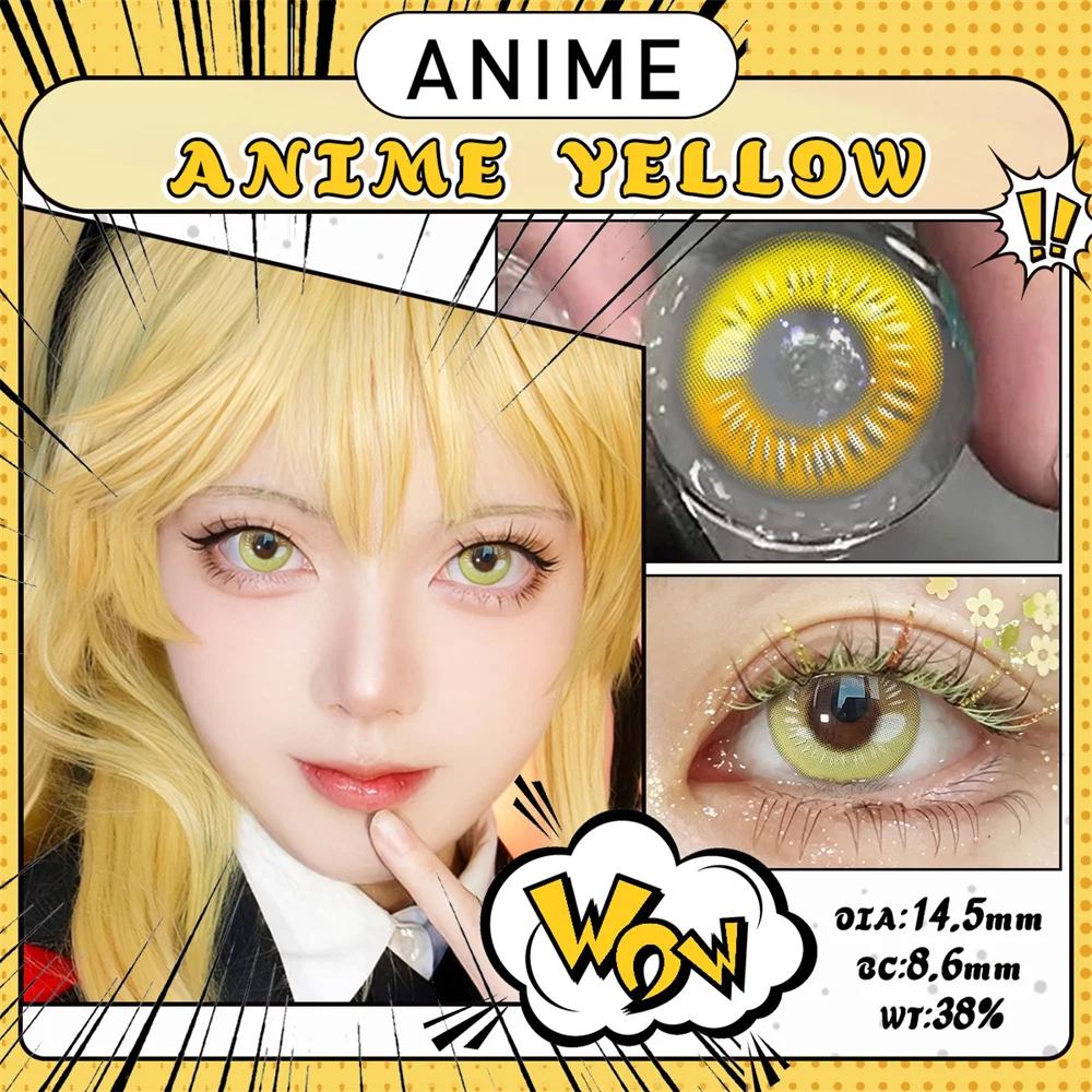 Vibrant Anime-Inspired Colored Contact Lenses - Yellow, Hazel, Brown, Green & Gray