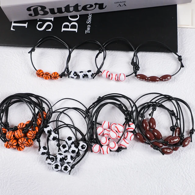Football Charm Bracelet 14-Pack Soccer Bracelets Adjustable