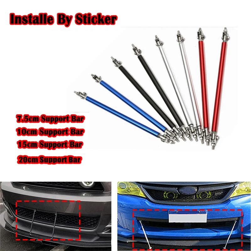 Car Bumper Spoiler,Bumper Lip,Bumper Lip Decoration Universal Adjustable Racing Front Bumper Lip Splitter Rod Strut Tie Bar Support Kit