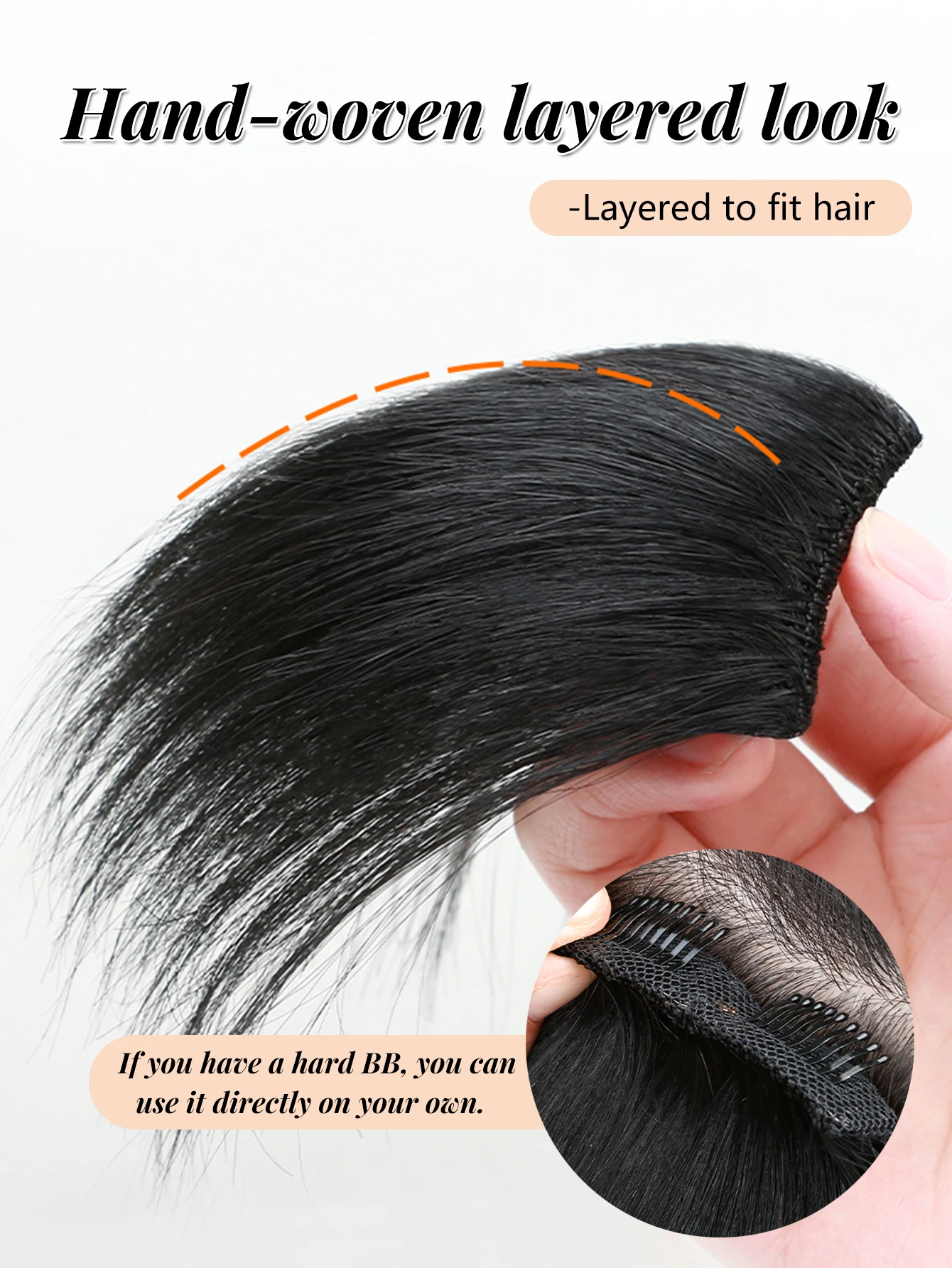 Human Hair Bangs for Men Clip in Real Hair Fringe Extension
