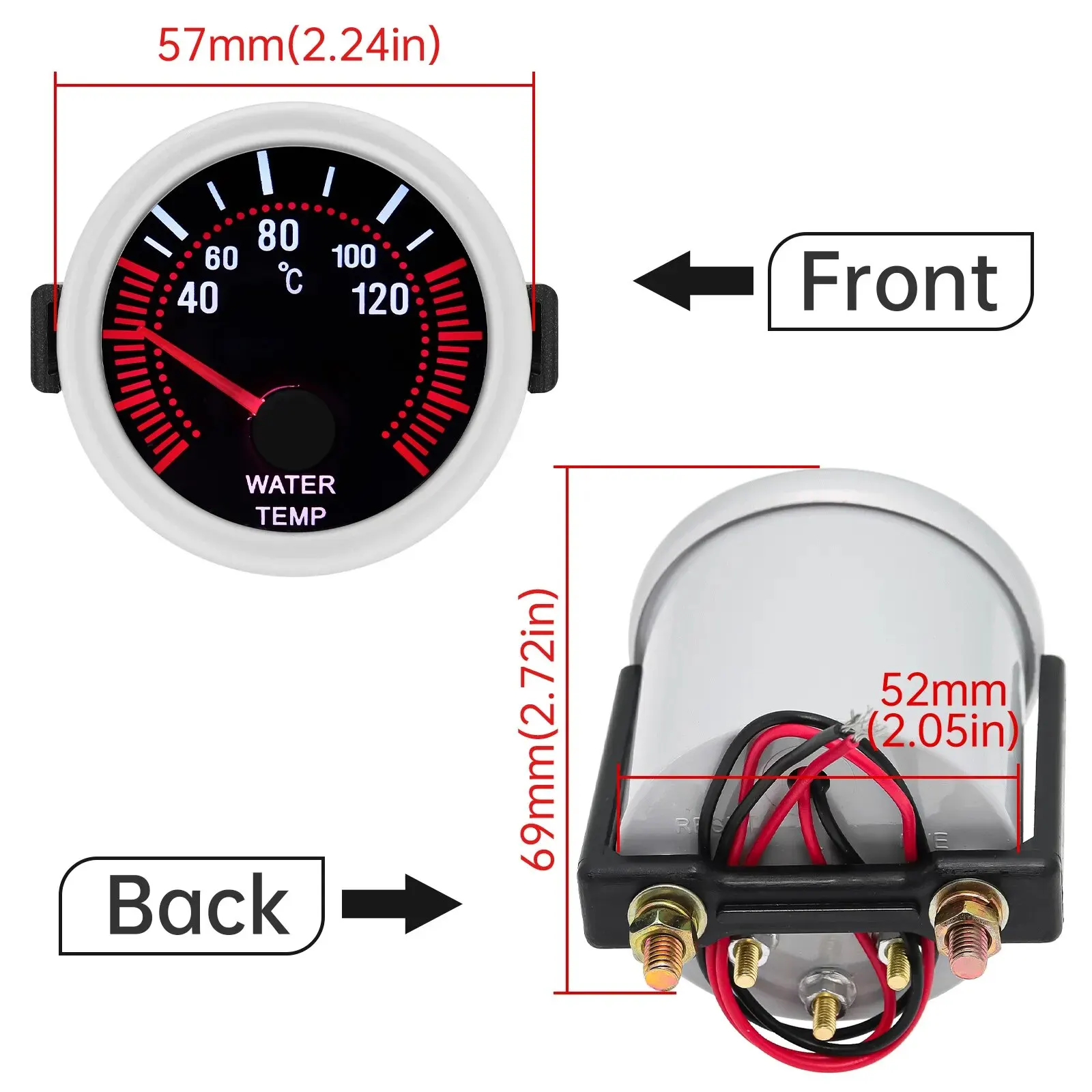 AD 52mm Universal Smoke Len Tachometer RPM for 12V Gasoline Car Turbo Boost Gauge 2 Bar PSI Water Temp Meter Oil Pressure Gauge