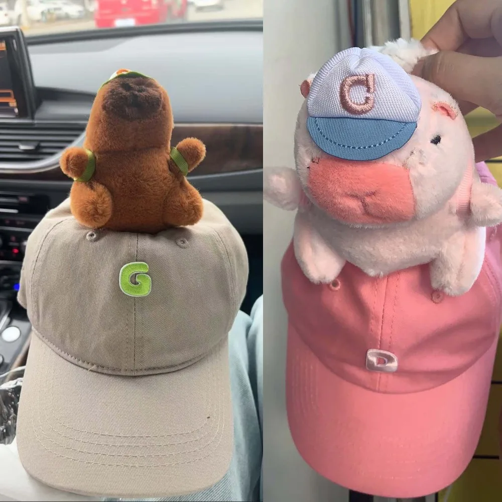 Breathable Capybara Baseball Cap Embroidered Letters Adjustable Children Peaked Cap All-Match Thin Kids Sunscreen Hat Girls