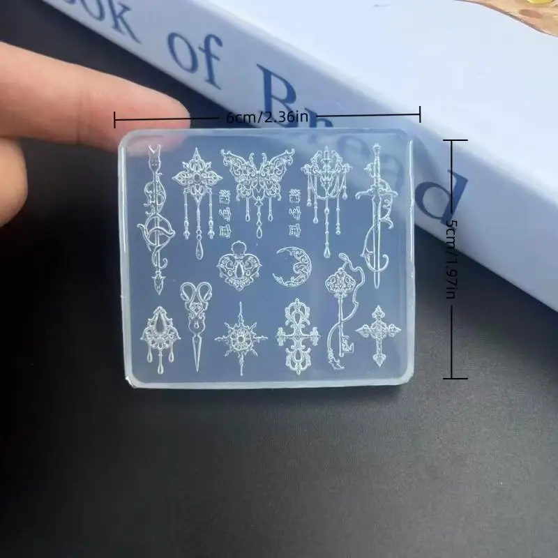 [E] 1 Pcs 유럽 복고풍 스타일 3d 릴리프 실리콘 몰드, 투명 꽃 나비 넥타이 네일 아트 실리콘 조각 몰드 금형 템플릿