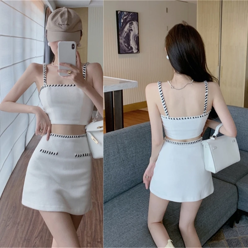 

Women's Sleeveless Crop Tops High Waist Skirt Summer Two Pieces Outfits for Club L5YB