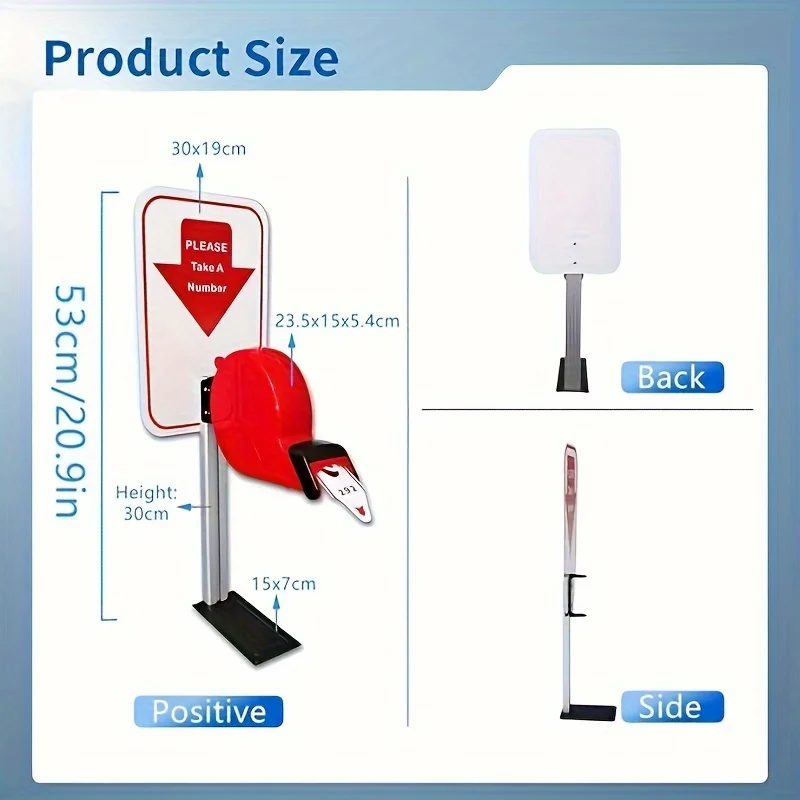 Take-A-Number System Ticket Dispenser with Counter Stand and 1 Roll Queue Tape Paper 3 Digits 2000 Tickets for Queue Call System