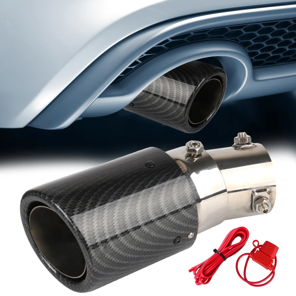 wotefusi Car Universal New Stainless Steel Exhaust Silencer Tail Tip Pipe Silver 35/65mm Inside Diameter 
