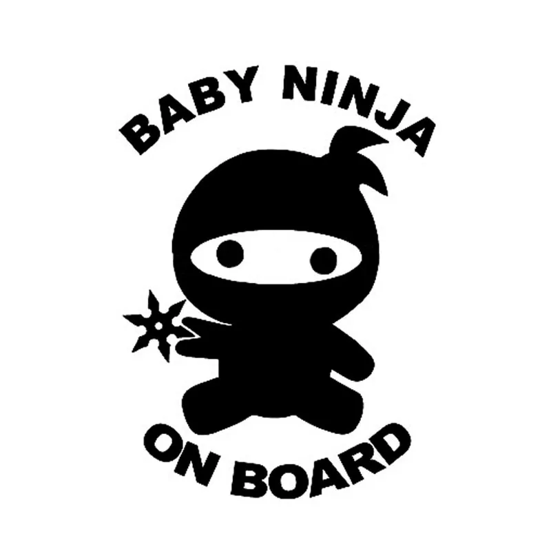 

Baby Ninja on Board Cute Child's Personality Car Stickers Creative Decals Automobile Accessories PVC Black/Silver,13cm*10cm