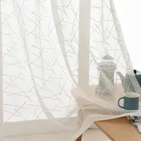1PC White Cross Vertical Strip Embroidered Gauze Curtain Curtains for Living Dining Room Bedroom 1
