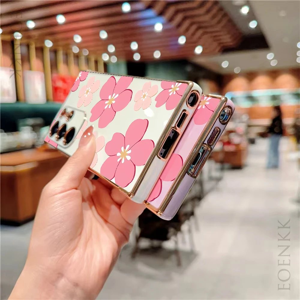 Elegant Pink Floral Plating TPU Phone Case Cover