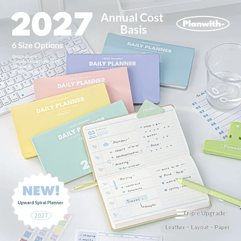 Premium Daily Planner: 12-Month Schedule Agenda Book for Work and Study - Office Stationery Supplies